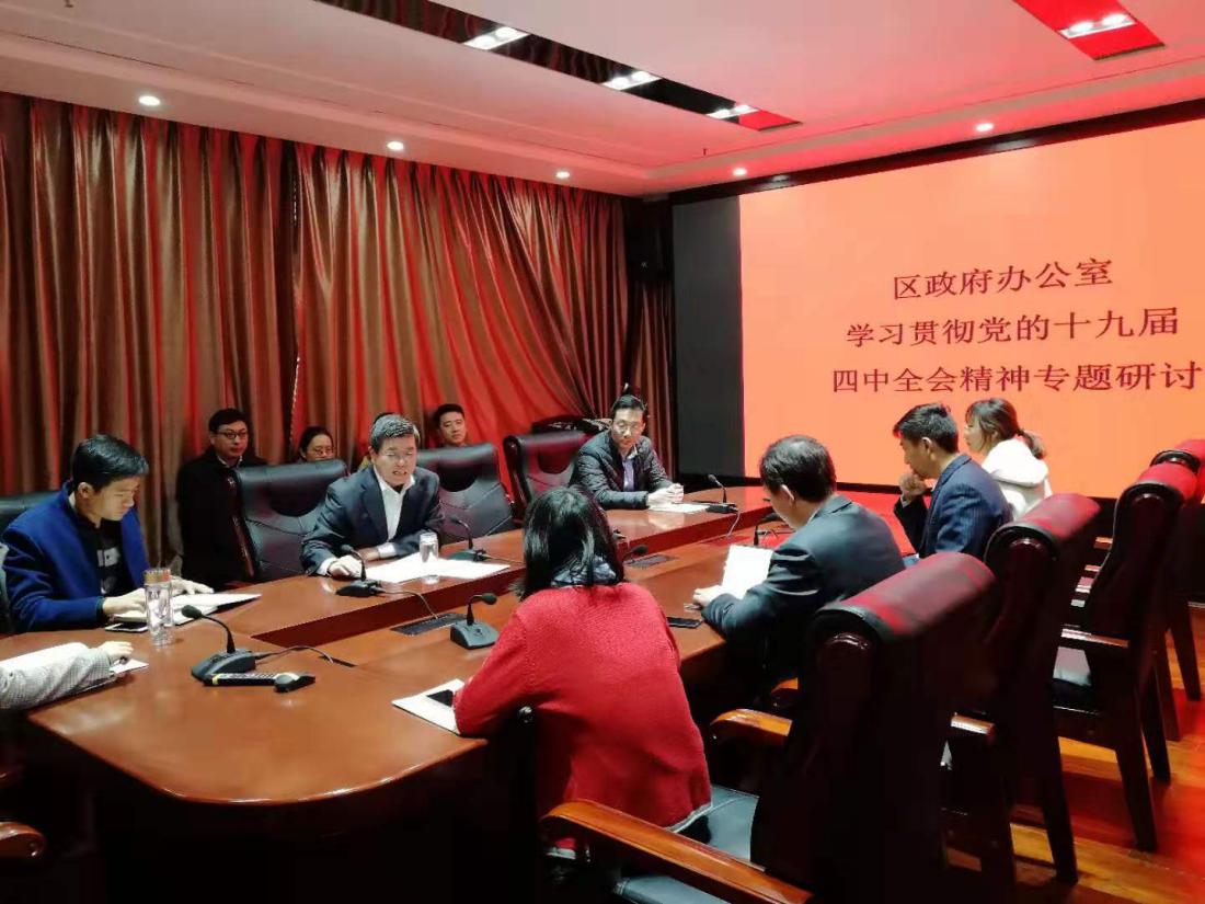 区政府办公室召开学习贯彻党的十九届四中全会精神专题研讨